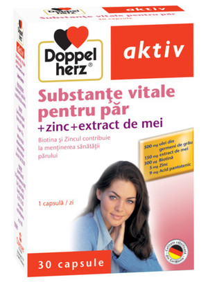 Poză Doppelherz Aktiv Substanțe Vitale Pentru Păr + Zinc + Extract de Mei