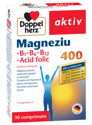 Poză Doppelherz Aktiv Magneziu 400mg +B1+B6 +B12+Acid folic